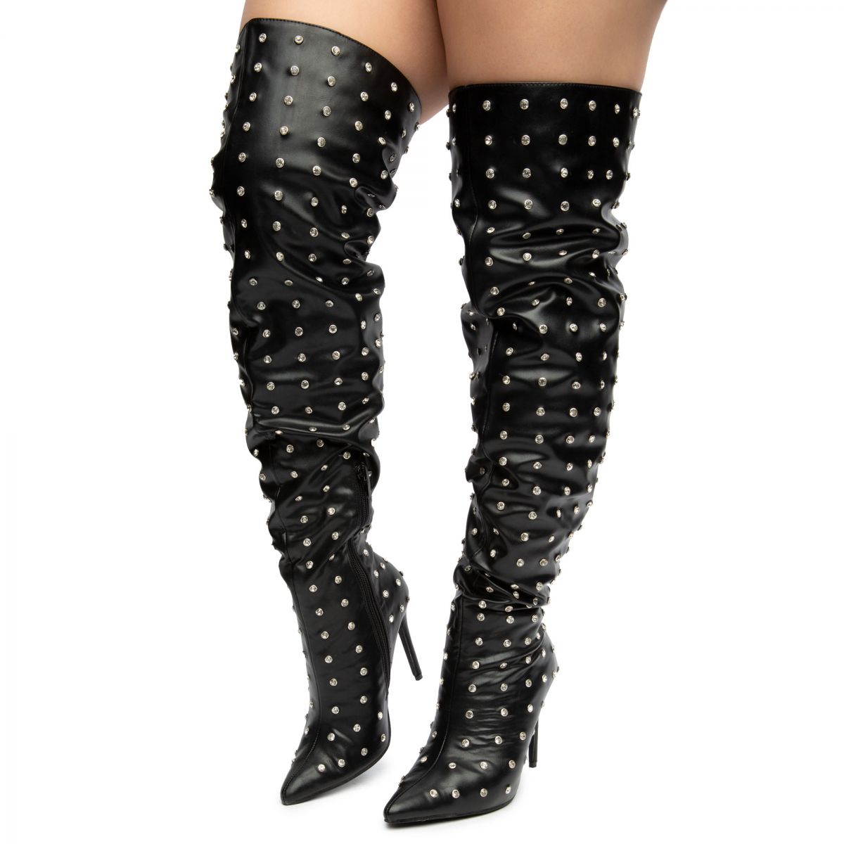 LILIANAS SHOES Muccia 1 All Over Rhinestone Thigh High Boots MUCCIA 1