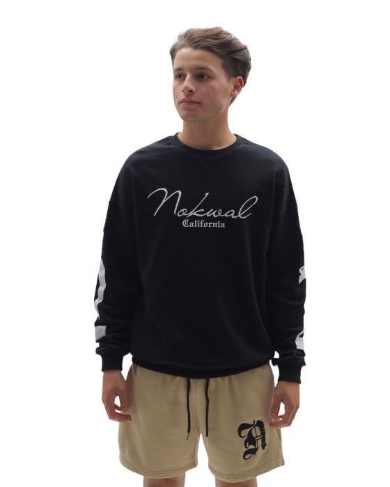 NOKWAL Nokwal Distressed Signature 22 Crewneck Black NKWL FF6709