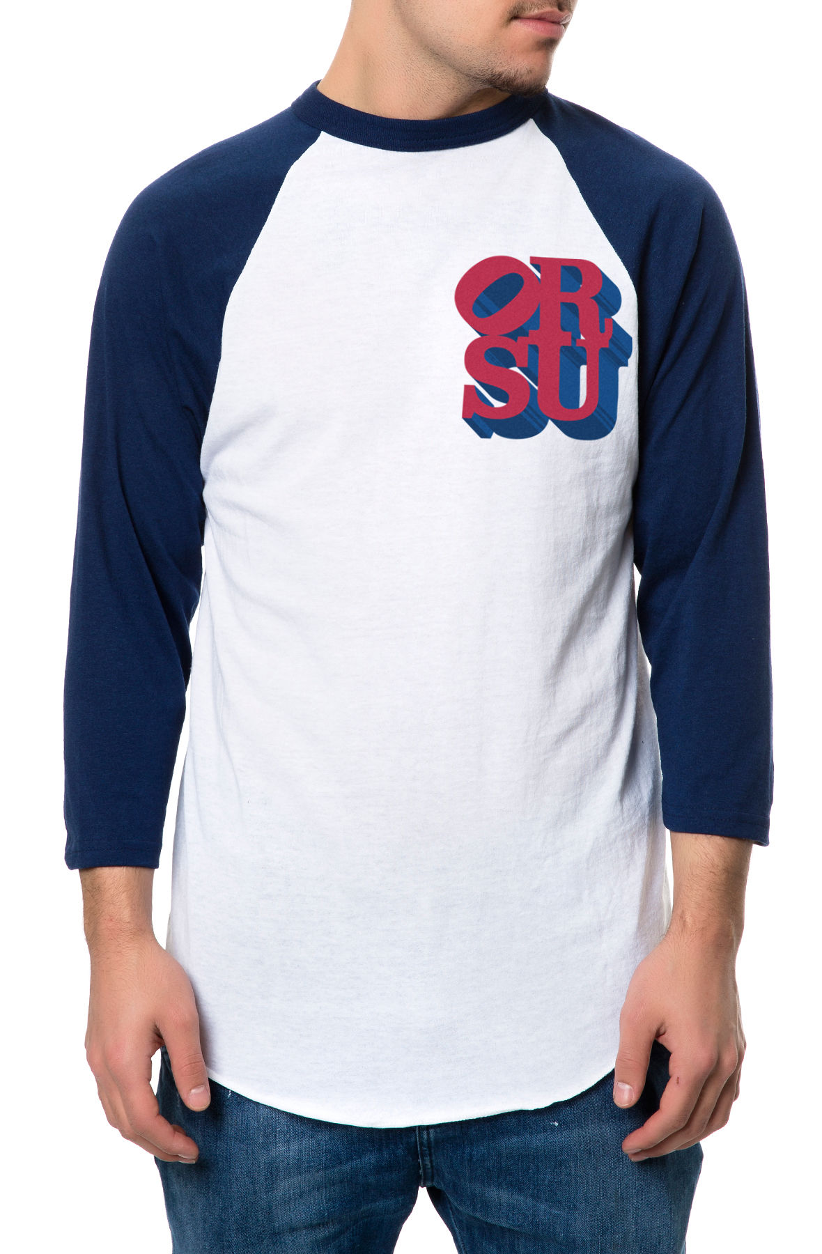 The ORSU Park Raglan in Navy and White (Navy Sleeves)