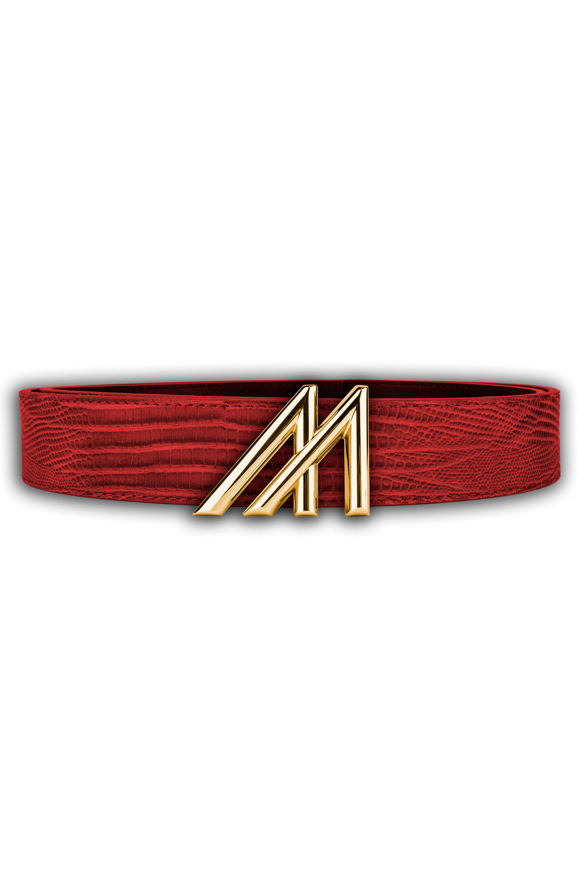 Mint Lizard Leather Belt - Red