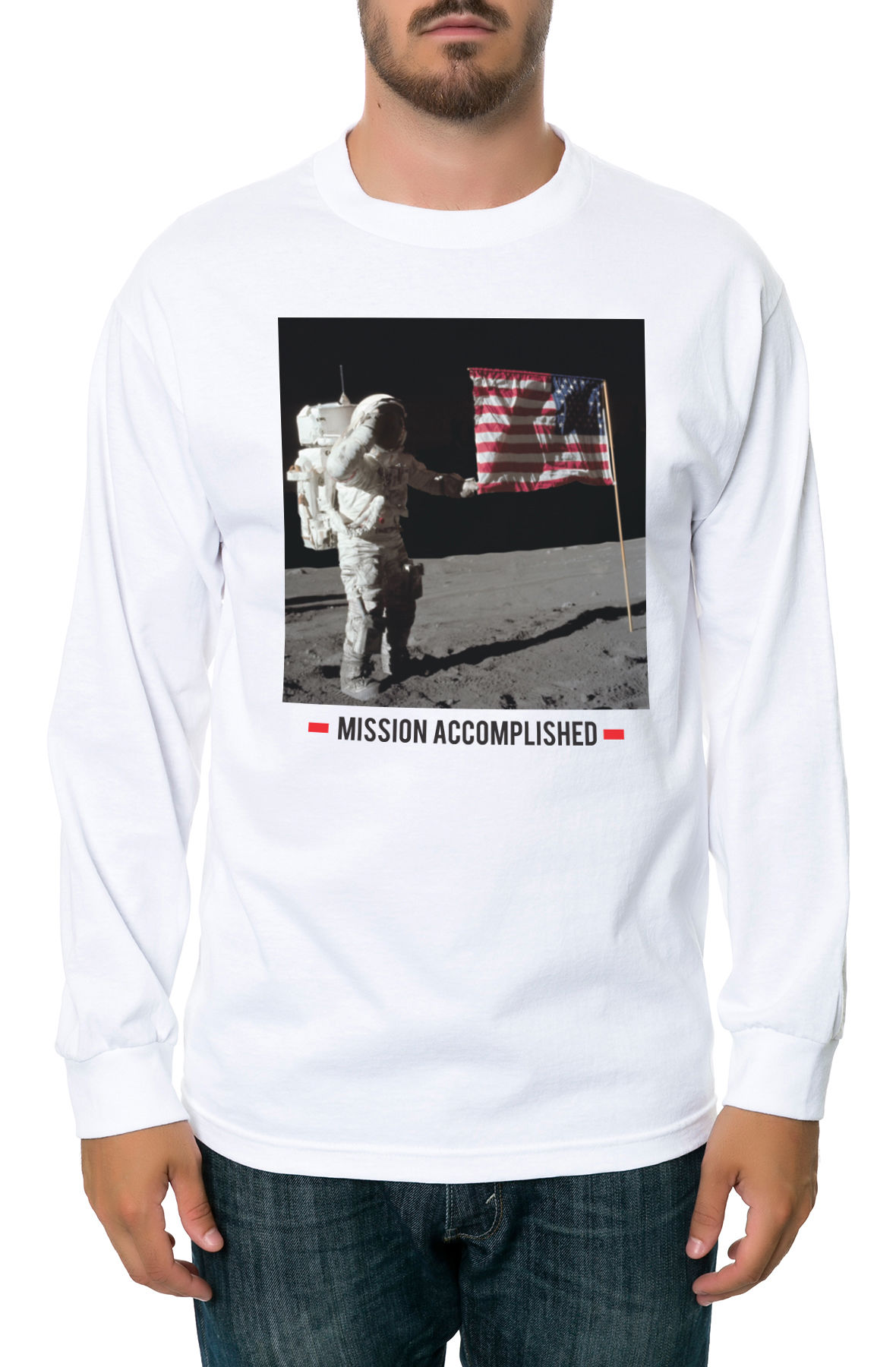 The Mission Accomplished Long Sleeve Tee in White