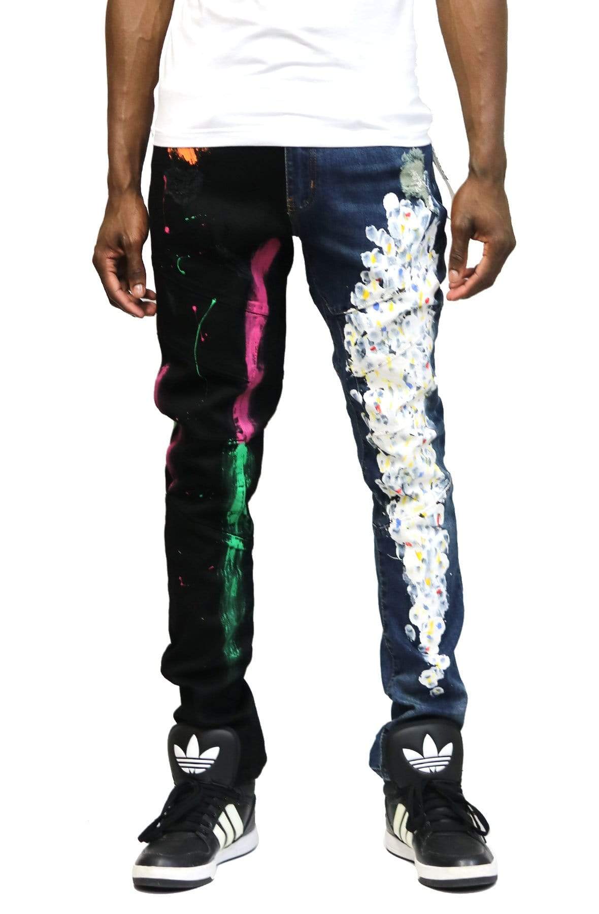 Dijon Limited Premium Washed Half and Half Skinny Denim Pants.