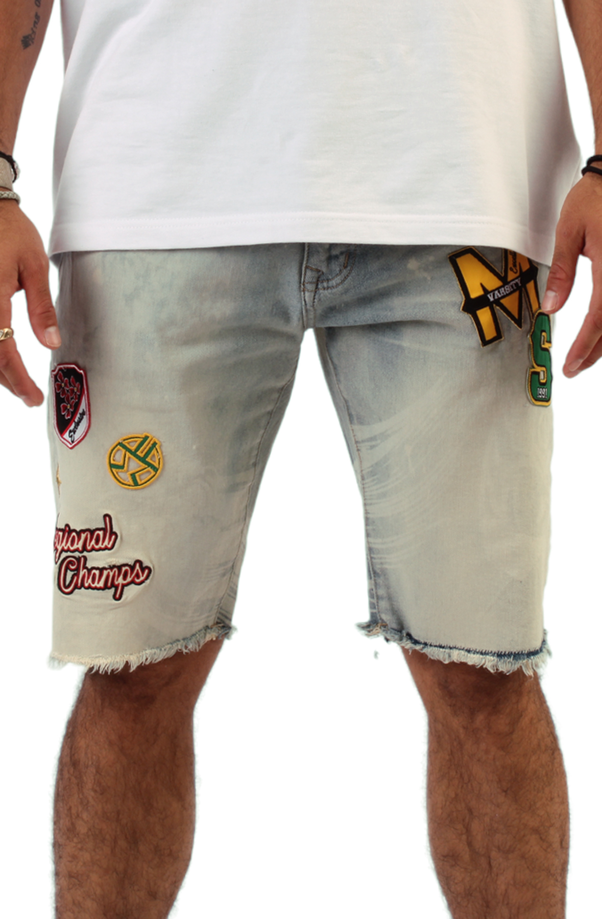 Varsity Denim Shorts