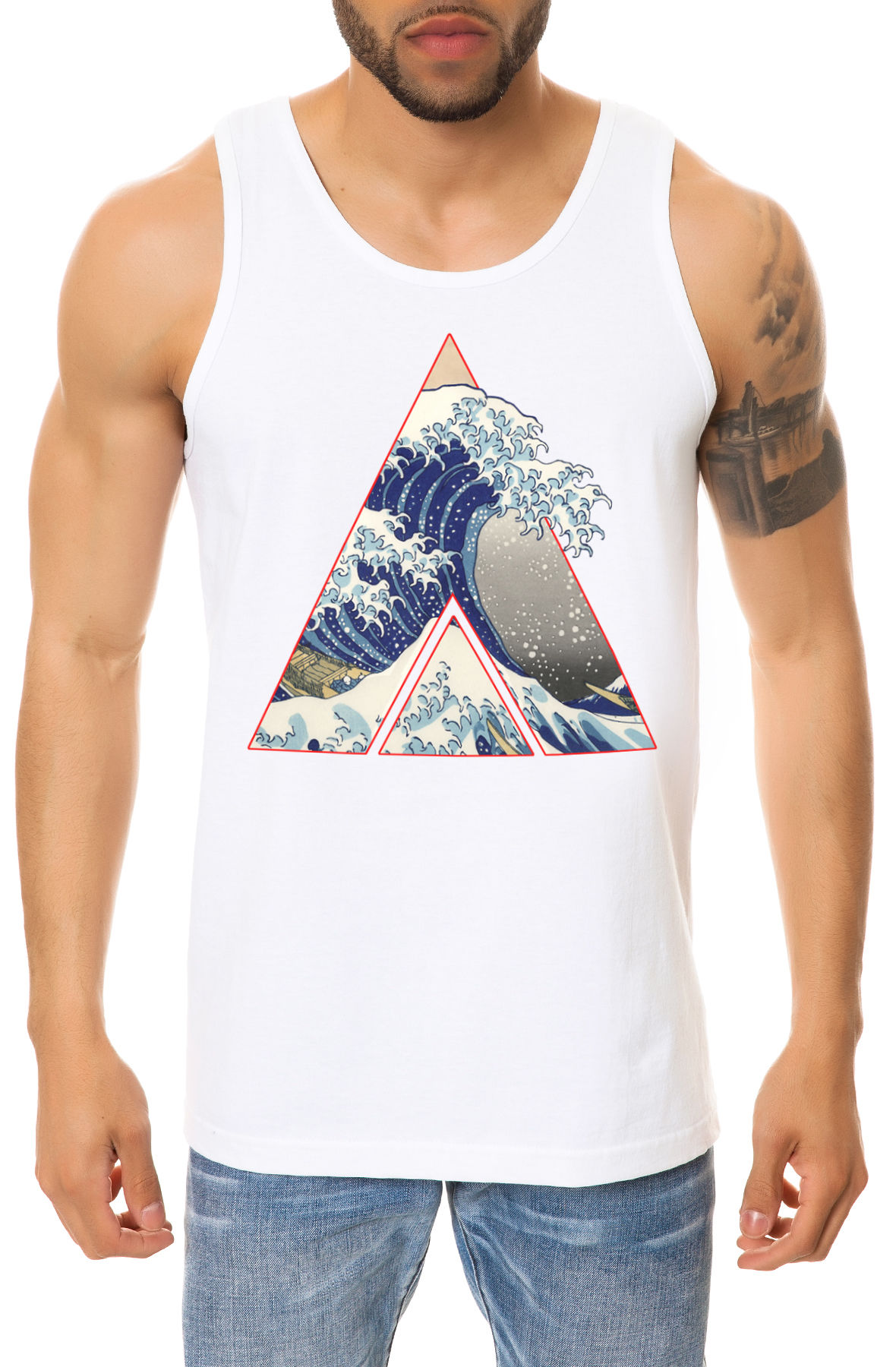 The Hokusai Wave Tank Top in White