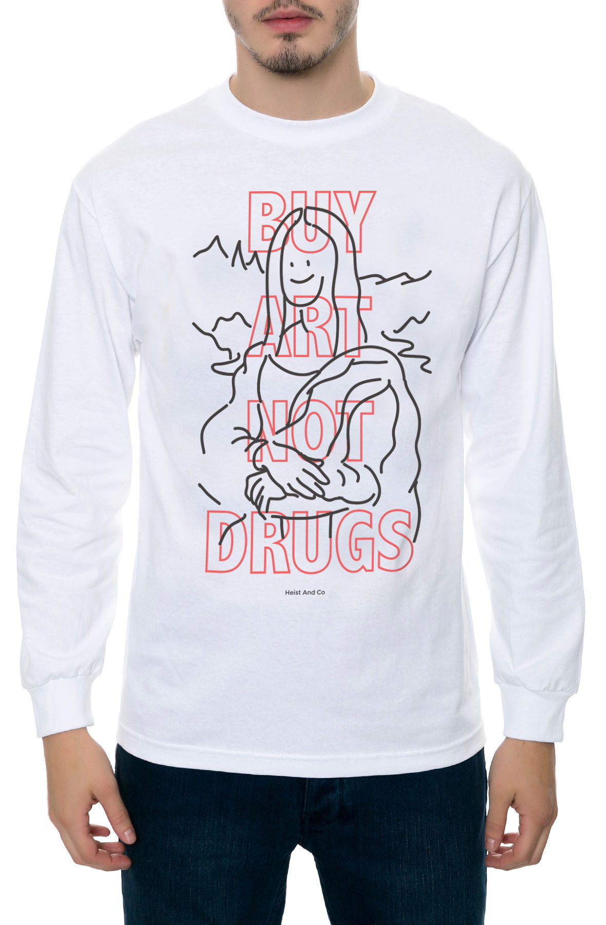 The Buy Art Not Drugs Long Sleeve Tee in White