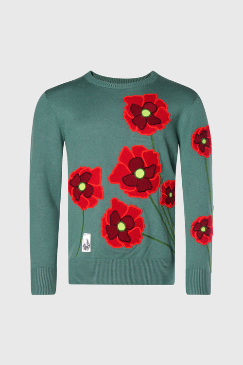Opium Poppy Flower Knit Sweater