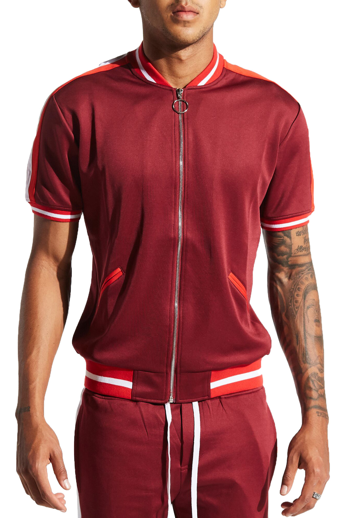 Winston Short Sleeve in Burgundy/White