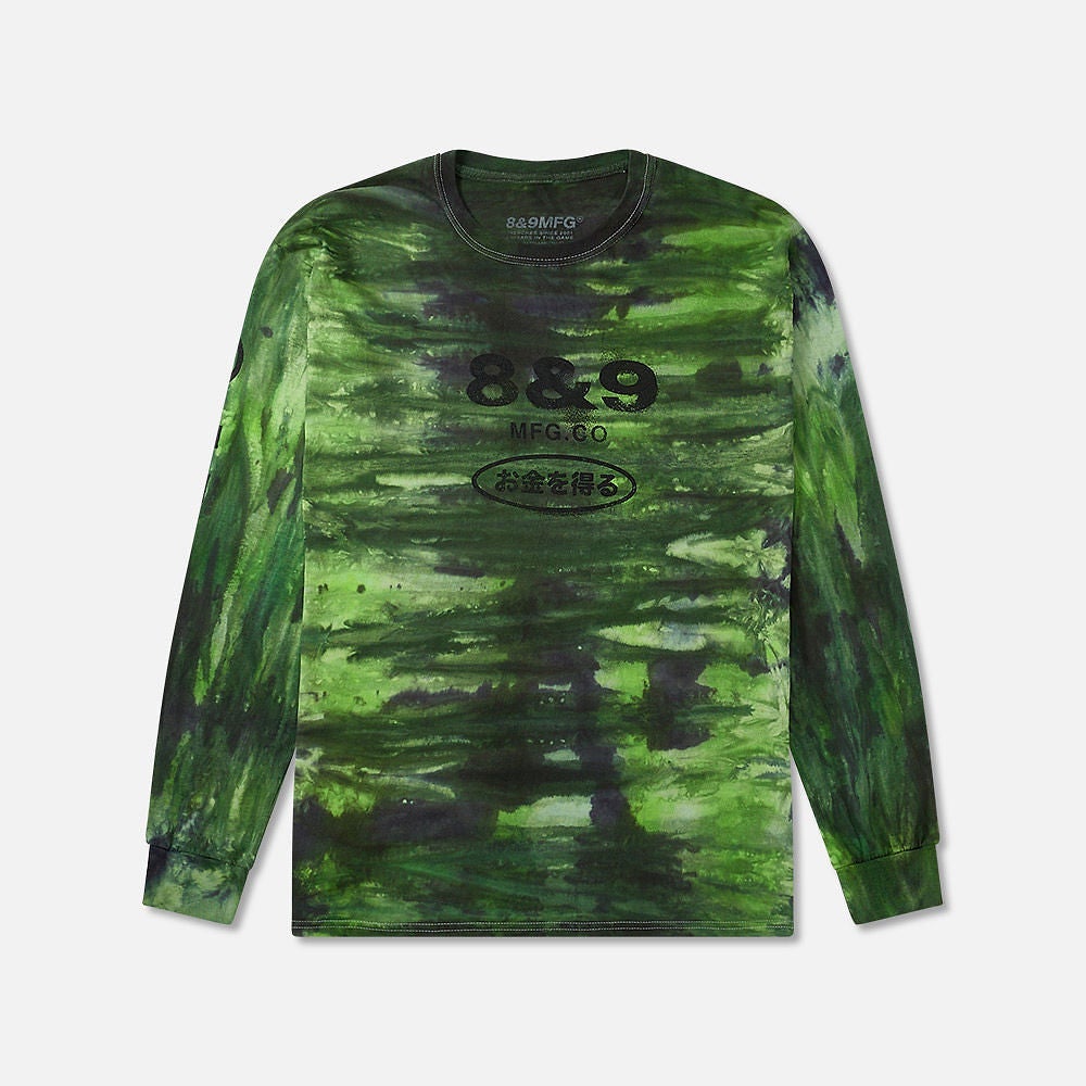 Spray Tie Dye  Long Sleeve T Shirt Black