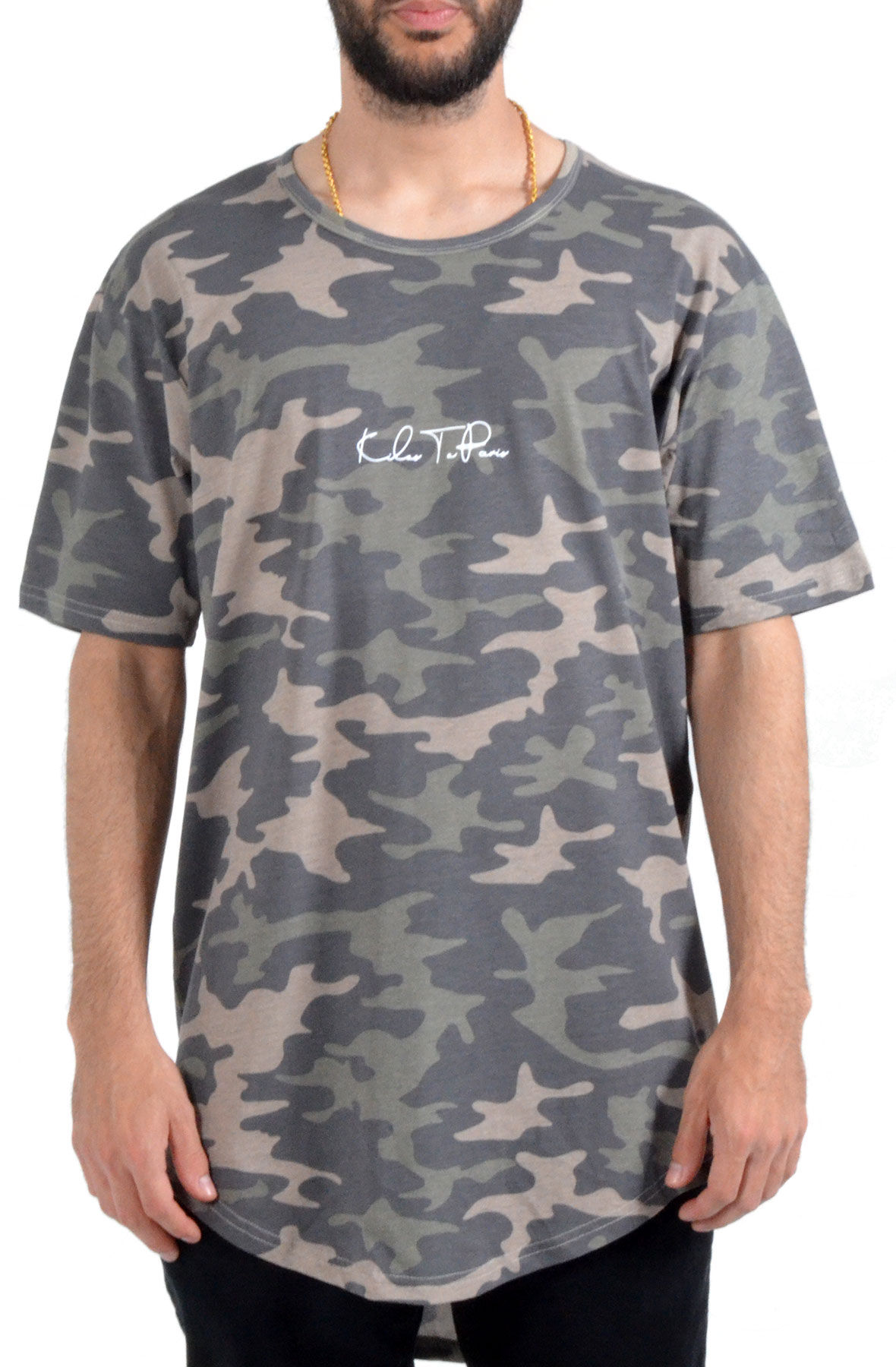 Brazil Elongated Scoop Tee in Camo