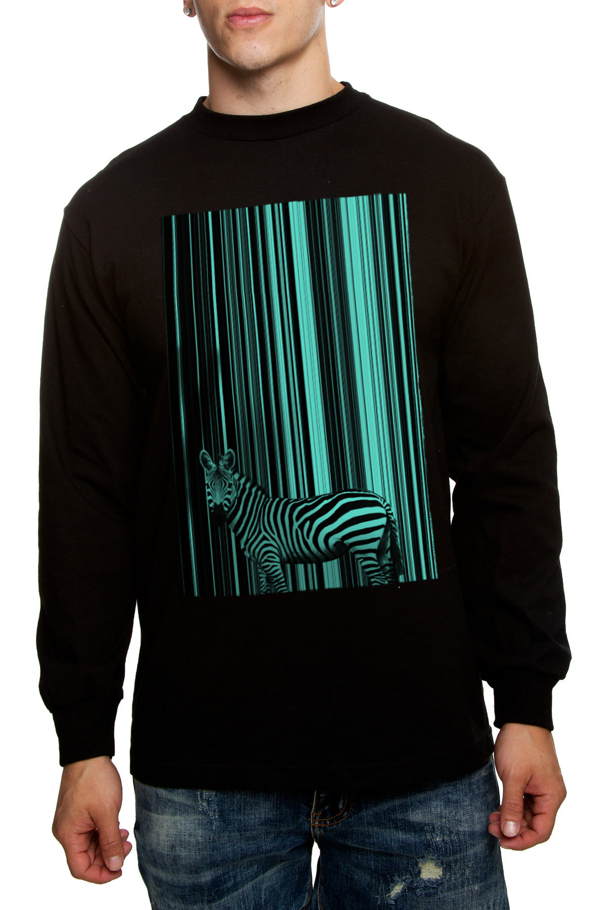 The Zebra Stripes Long Sleeve Tee in Black