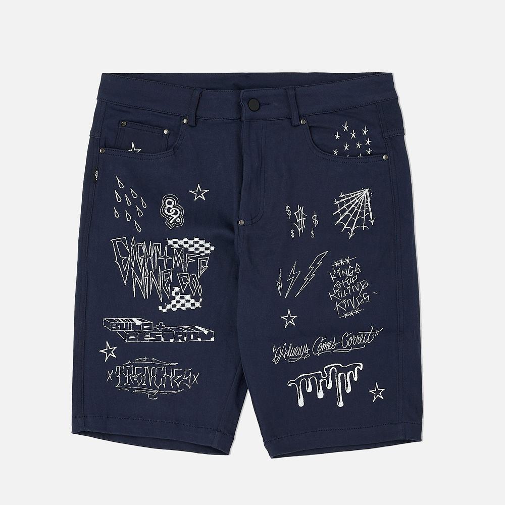 Scribblez Work Shorts Navy