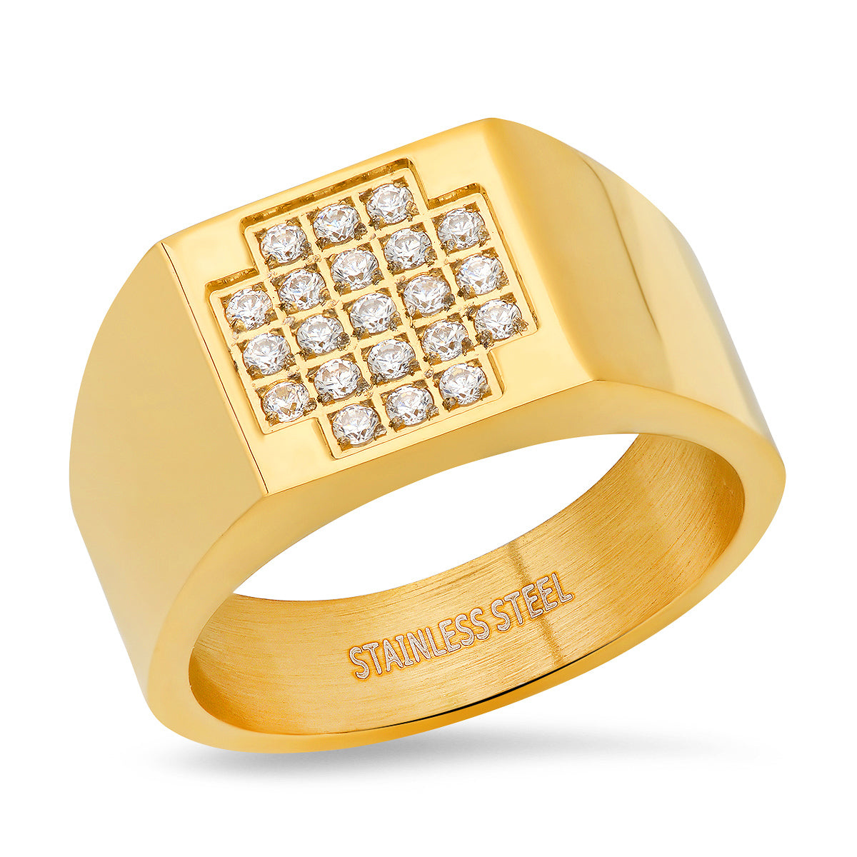 Box Cross Iced Out Statement Ring