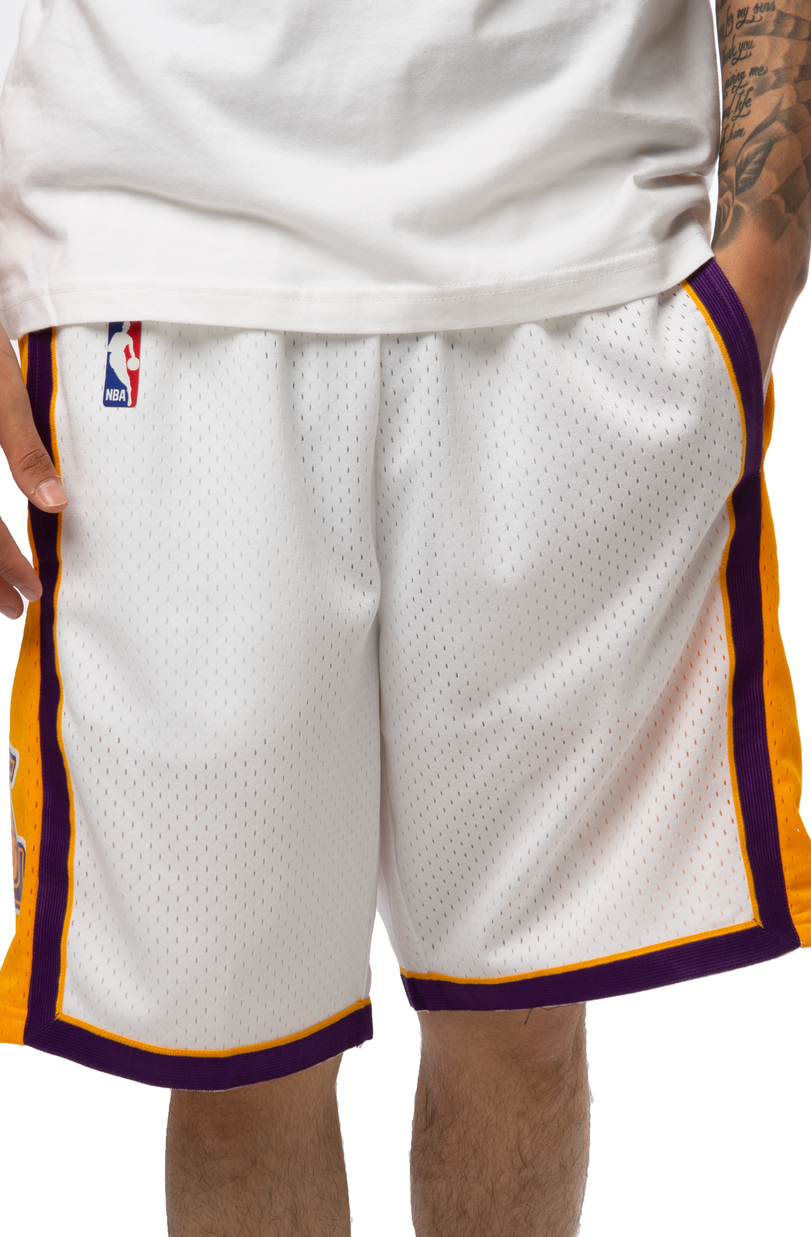 MITCHELL & NESS Los Angeles Lakers 2009-10 Swingman Shorts  SMSHAC19184-LALWHIT09 - Karmaloop