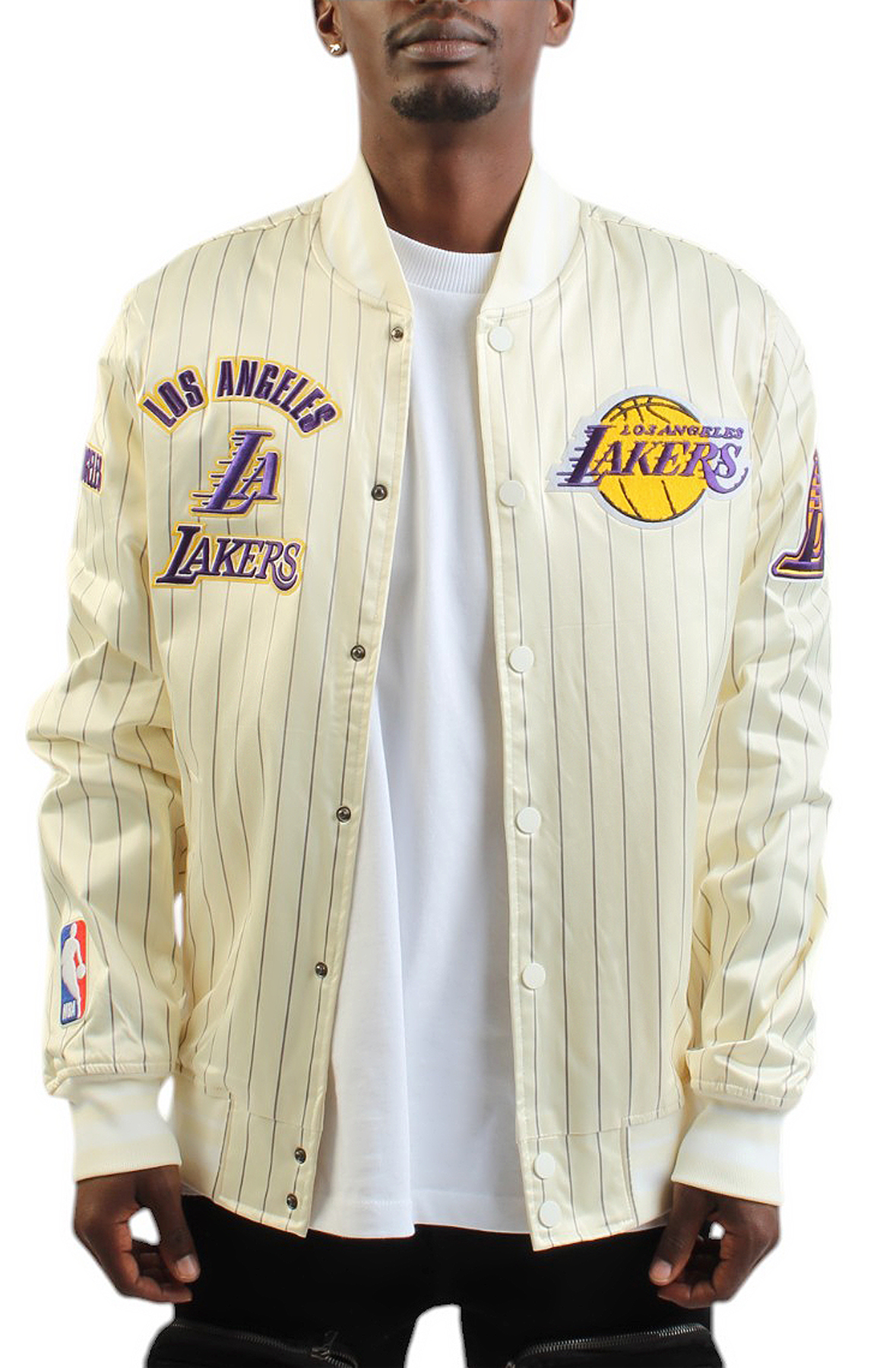 LA Lakers Pinstripe Satin Jacket