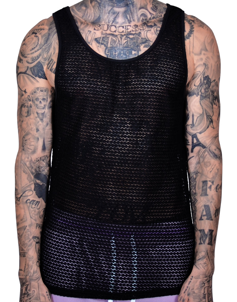 Lavender Mesh Ganzie String Vest