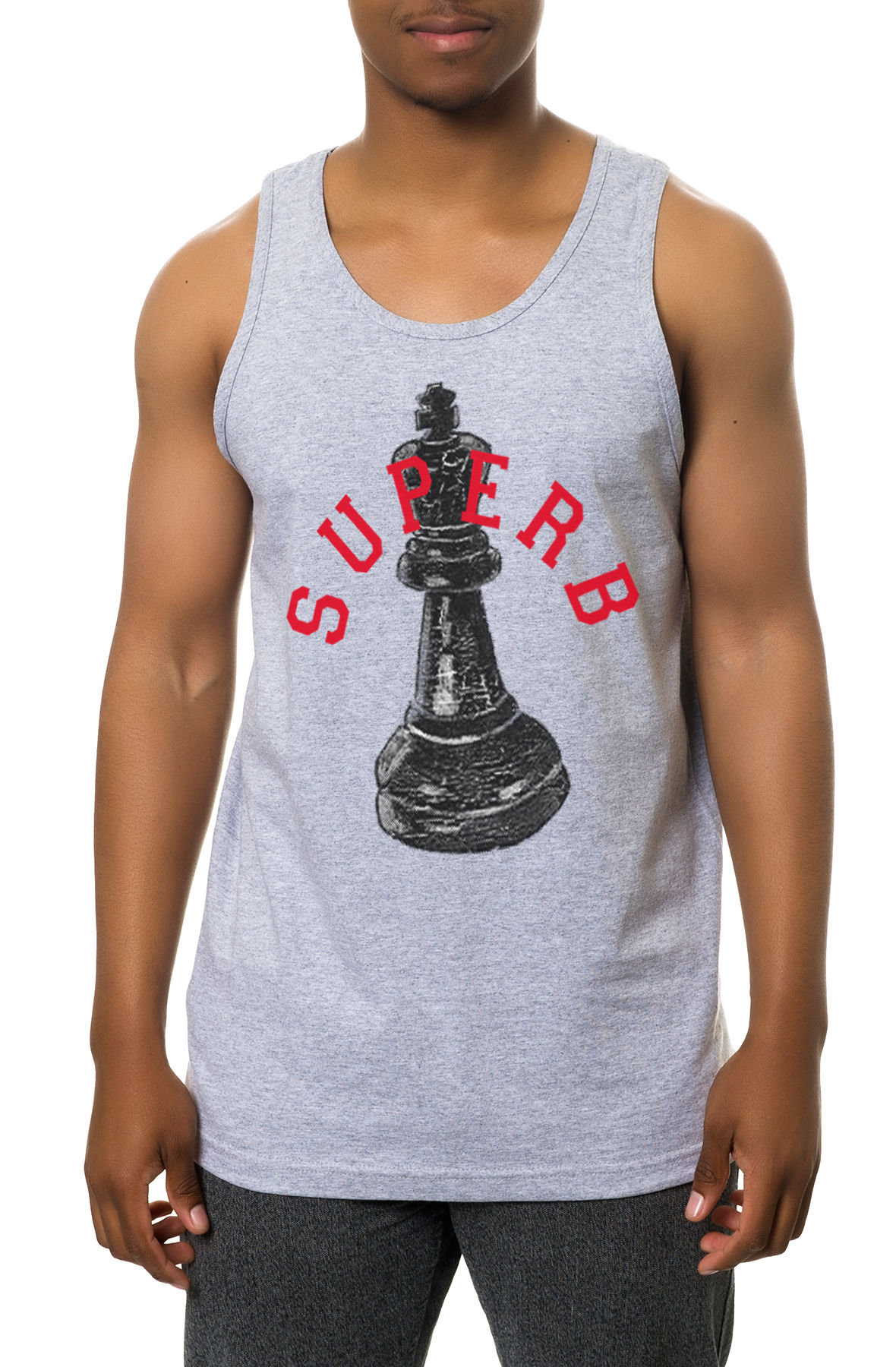 The Checkmate Tank Top in Heather Grey