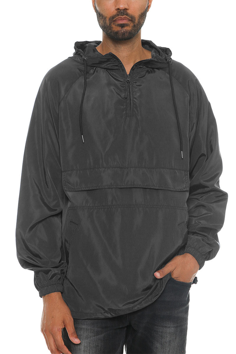 Plain Black Anorak Windbreaker Jacket