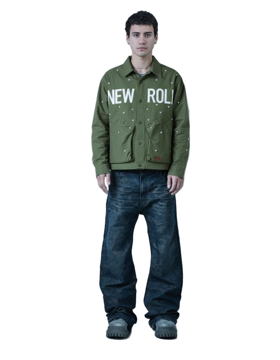 VONT Twill Blended Nylon Crop Top Jacket