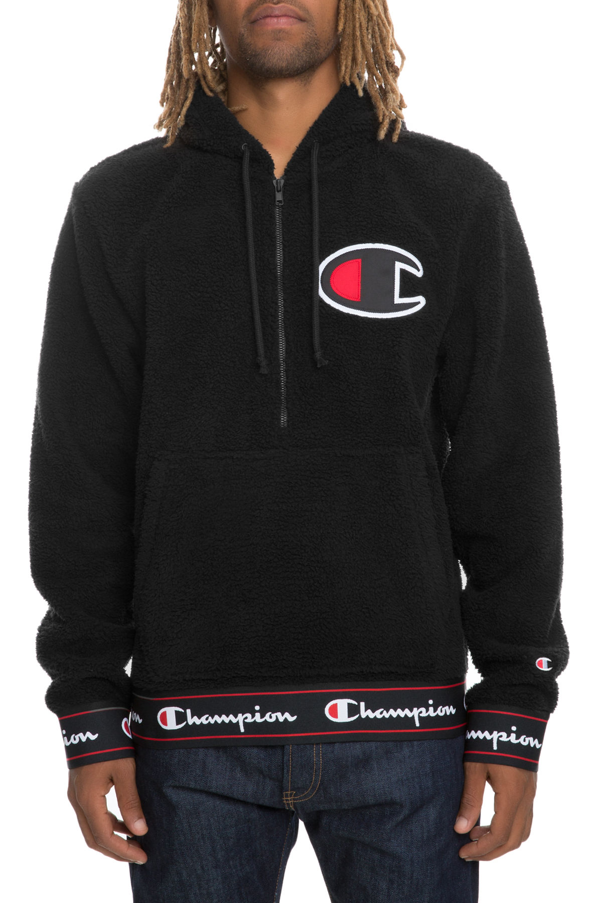 champion sherpa hoodie black