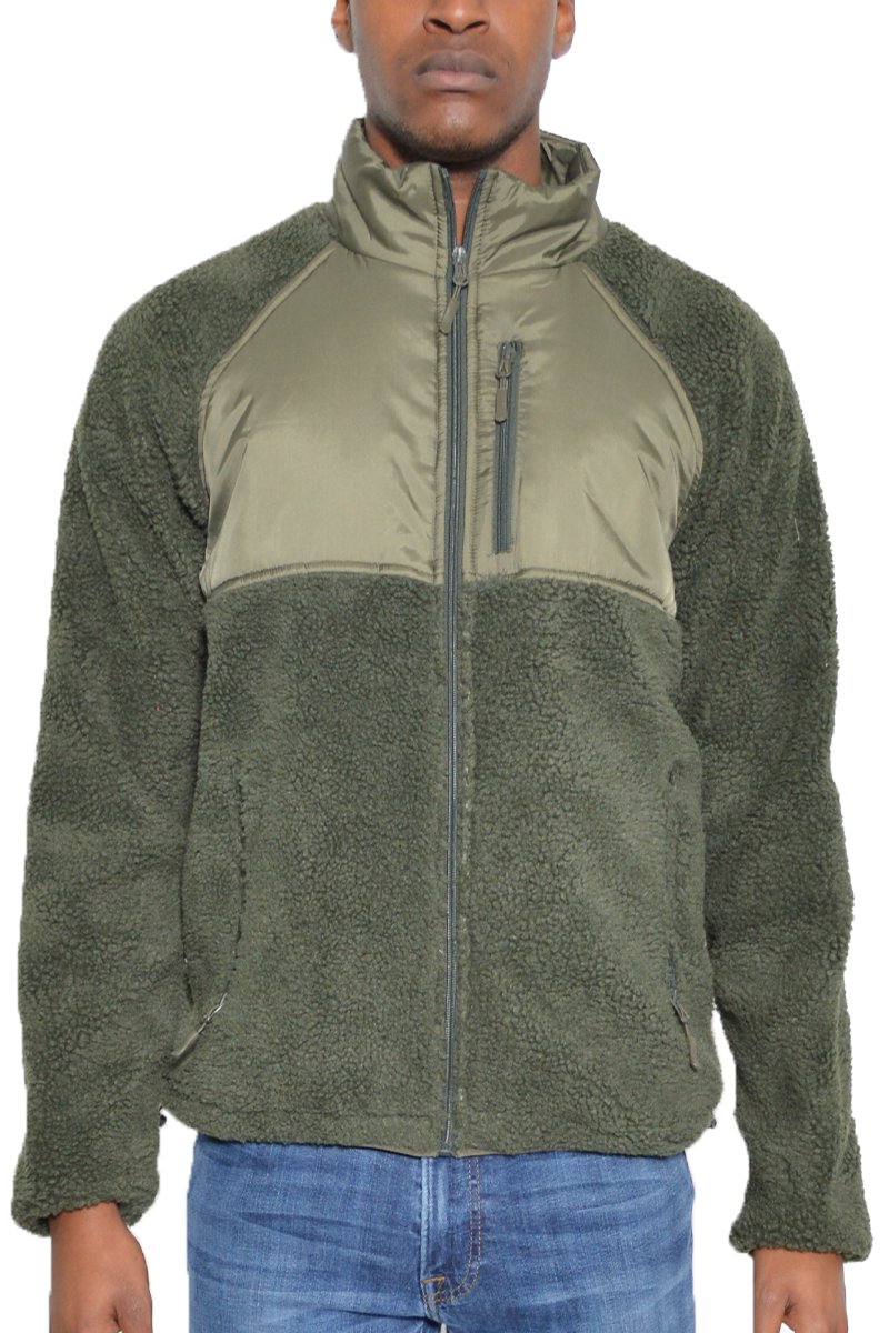Sherpa Fleece Cut Out Full Zip Jacket
