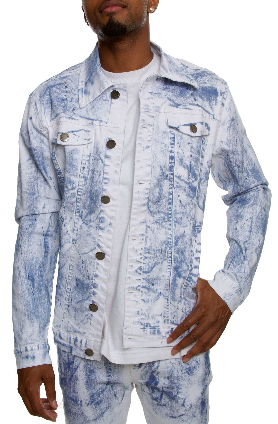 white blue jean jacket