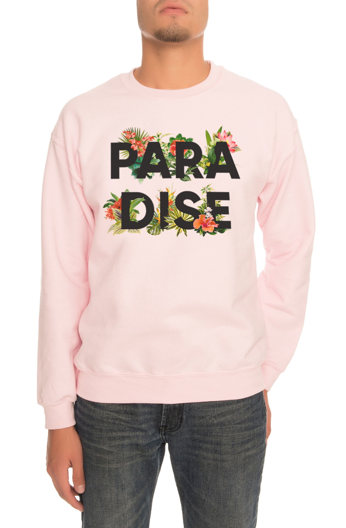 The Paradise Floral Crewneck Sweatshirt in Light Pink