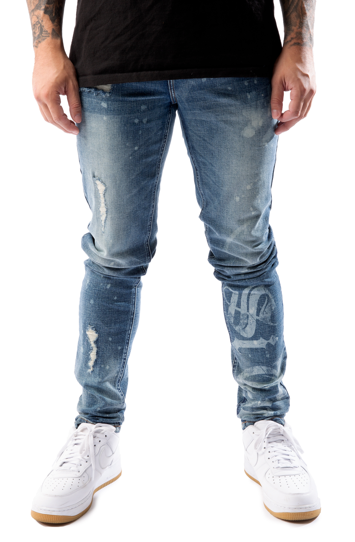 Veux Super Slim Light Wash Distressed Jeans