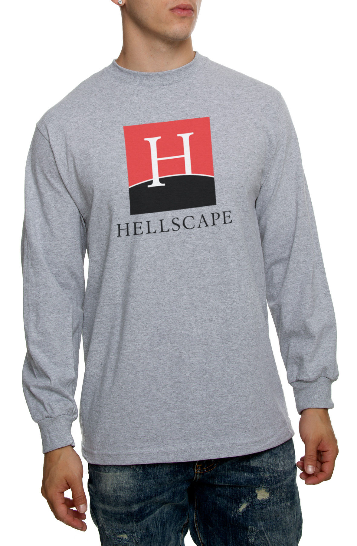 The Hellscape Navigator Long Sleeve Tee in Heather Grey