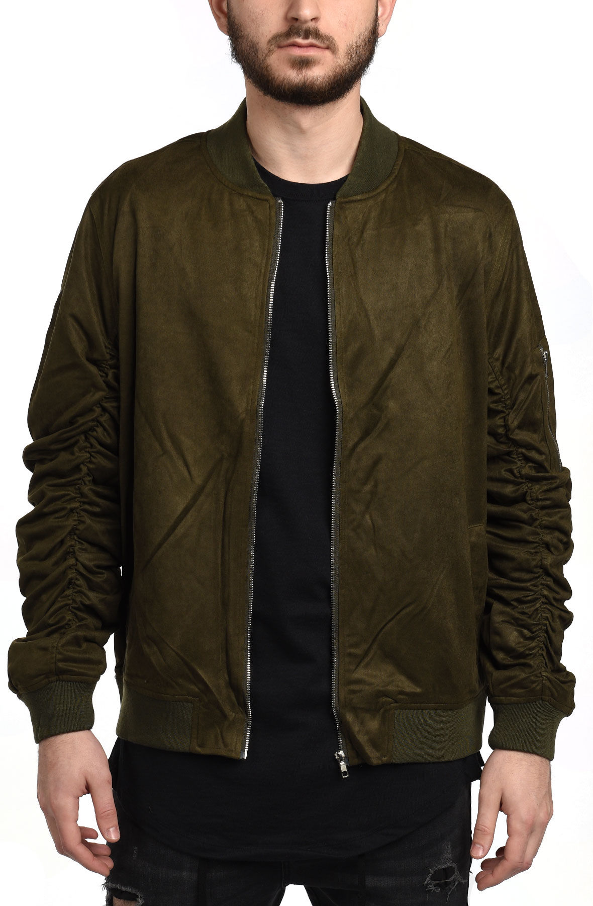 suede jacket in olive
