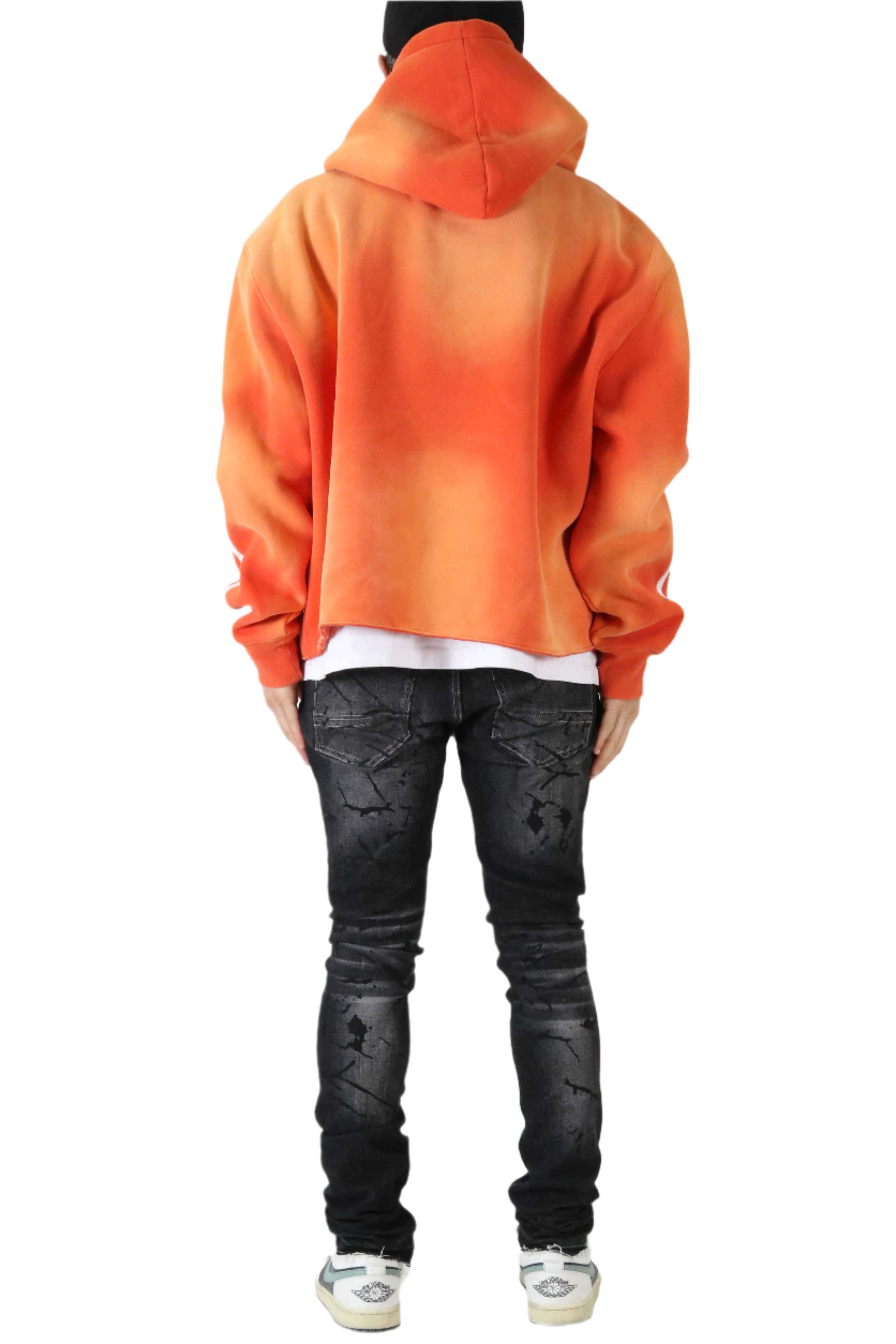 AMARAN Heavy weight brushed graphic reformed crop top pullover hoodie