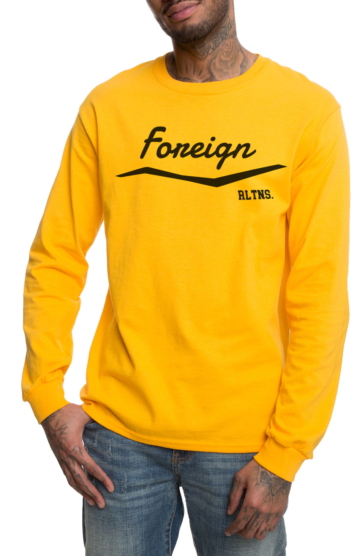 The Foreign Relations 2 Long Sleeve Tee in Gold