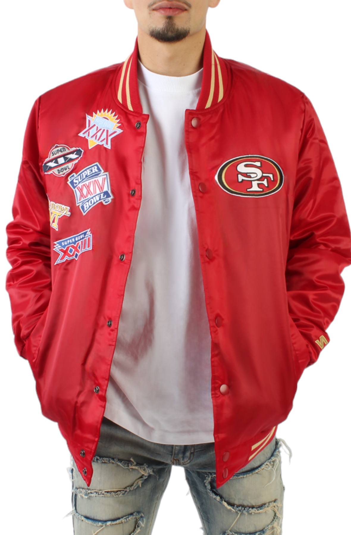 San Francisco 49ers New Era Third Down Varsity Full-Snap Jacket - Scarlet
