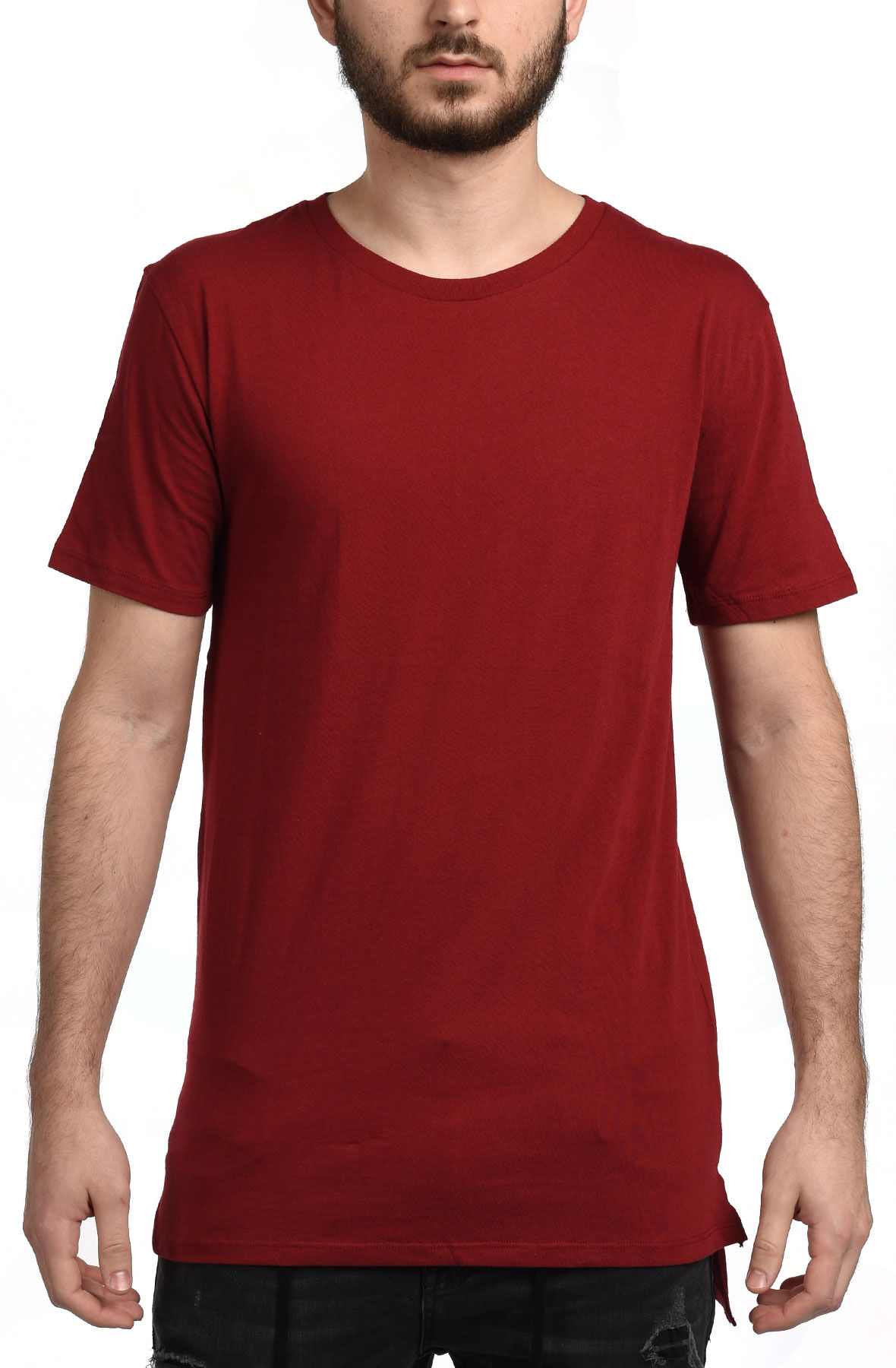 Elongated Hi Lo Tee in Burgundy