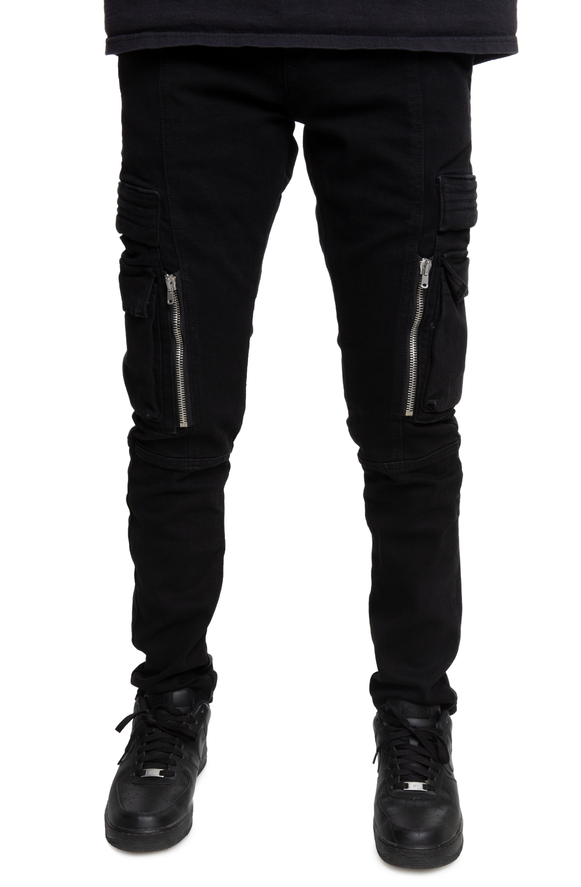 black cargo denim