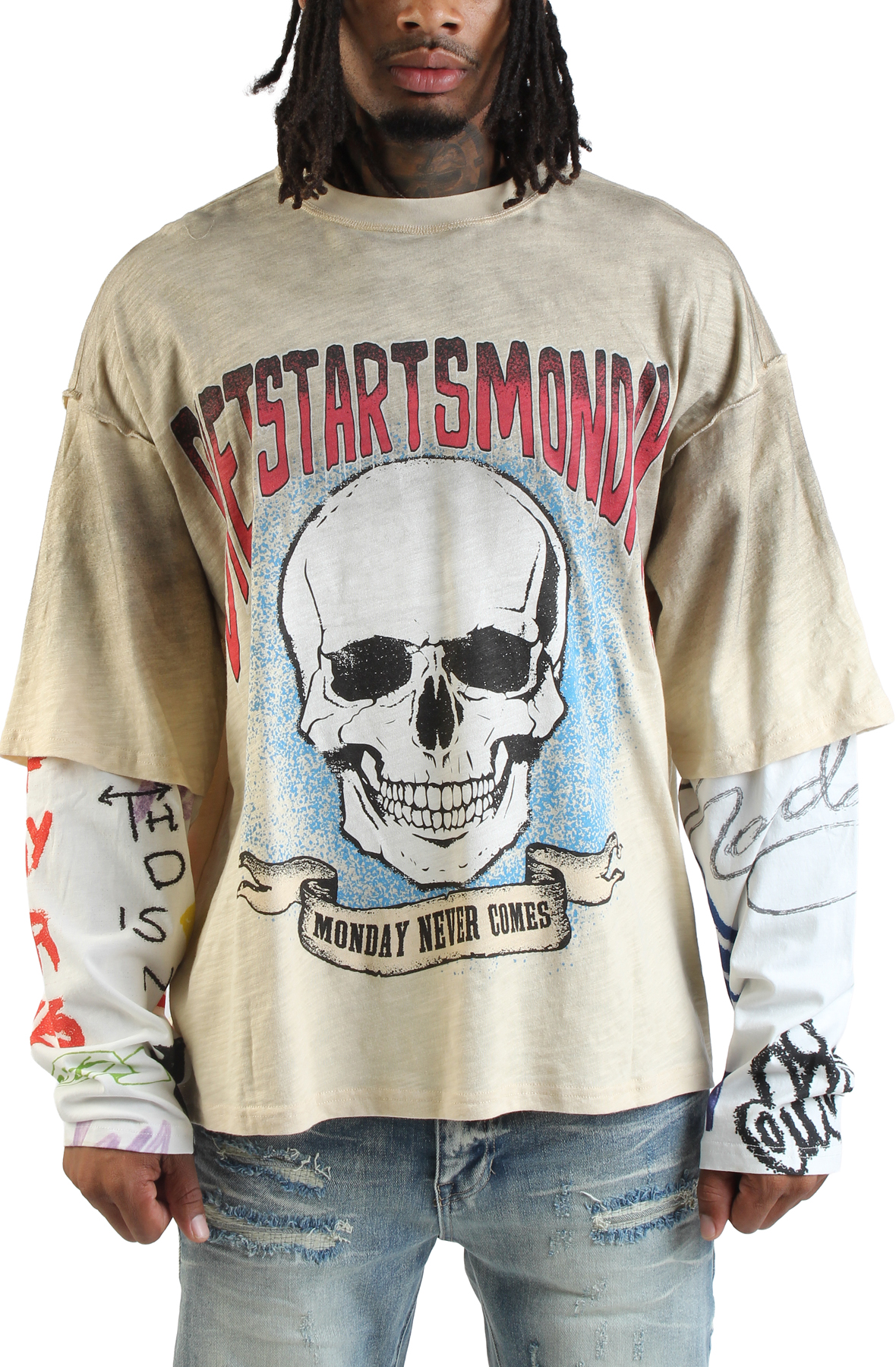 Double Layer Skull T-Shirt