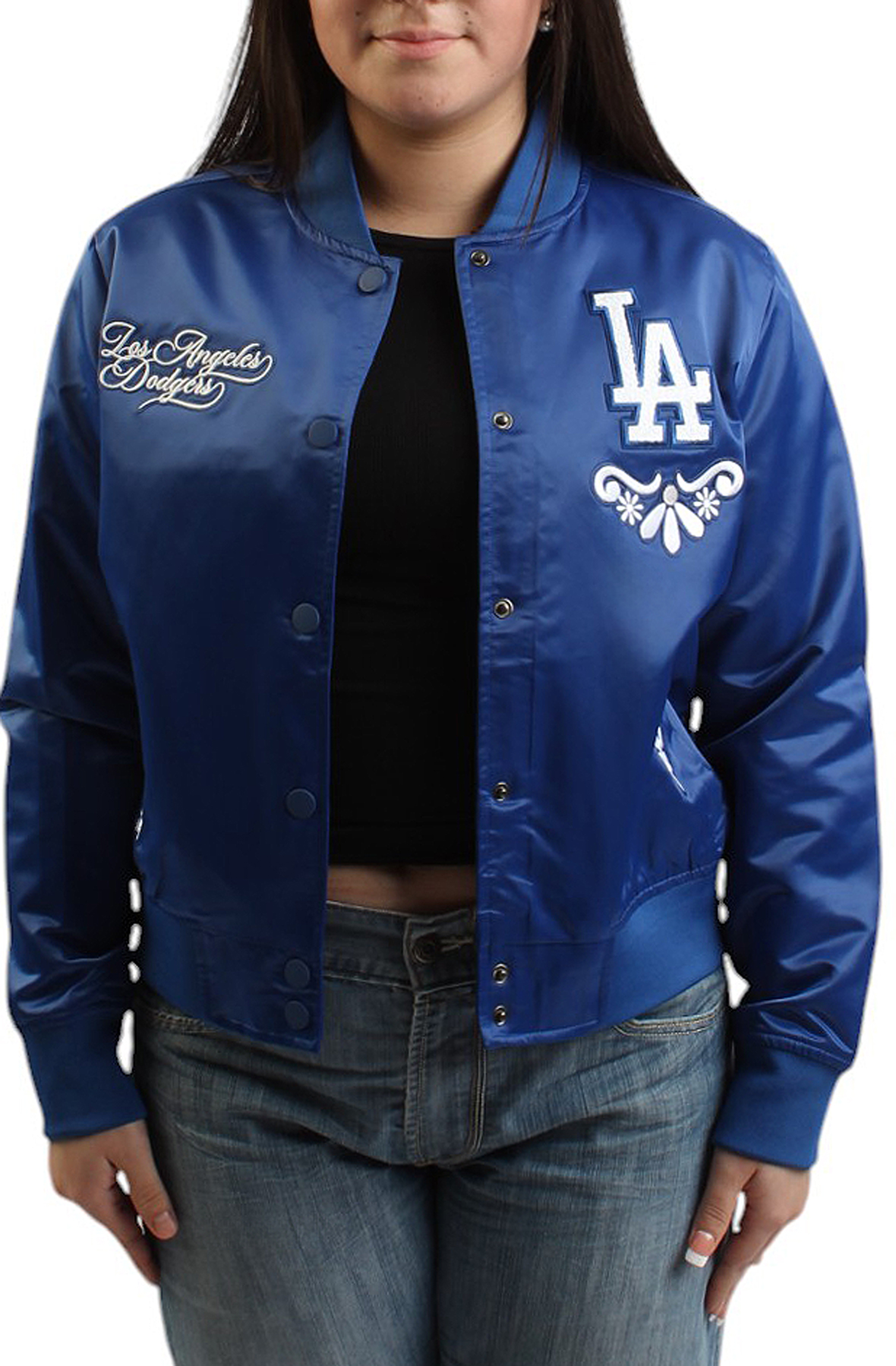 MLB LOS ANGELES DODGERS SUGAR SKULL WOMEN'S SATIN JACKET