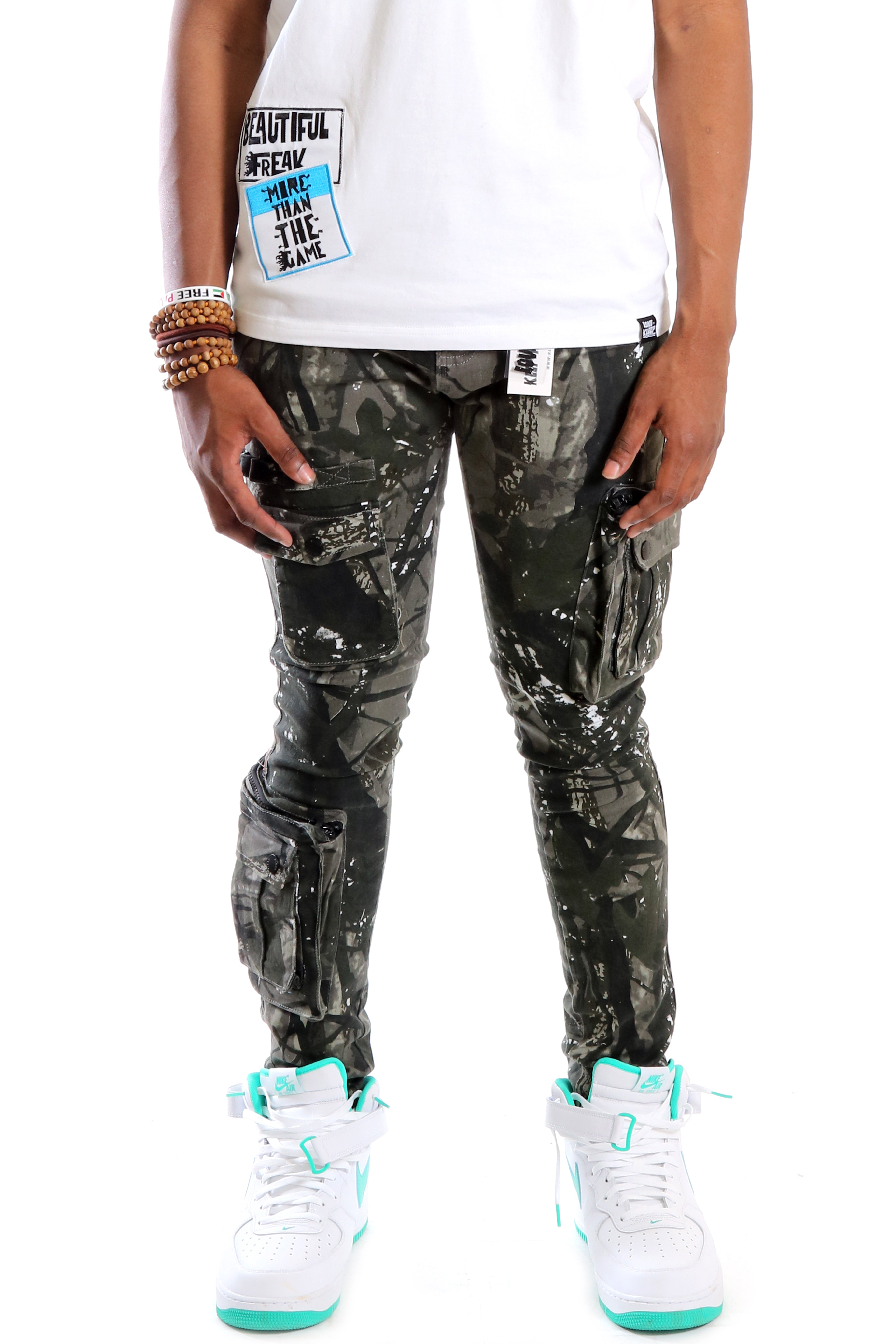 KLEEP MIEL Men's premium twill forest camo pattern cargo pants