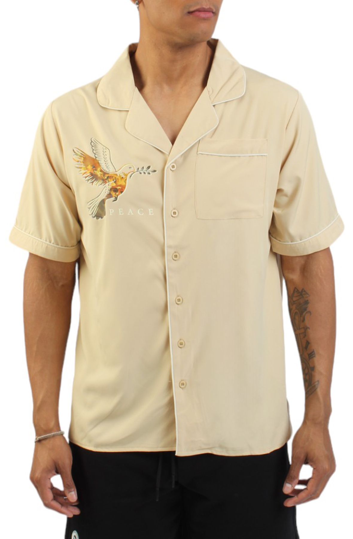 Peace Woven Button-Down Shirt