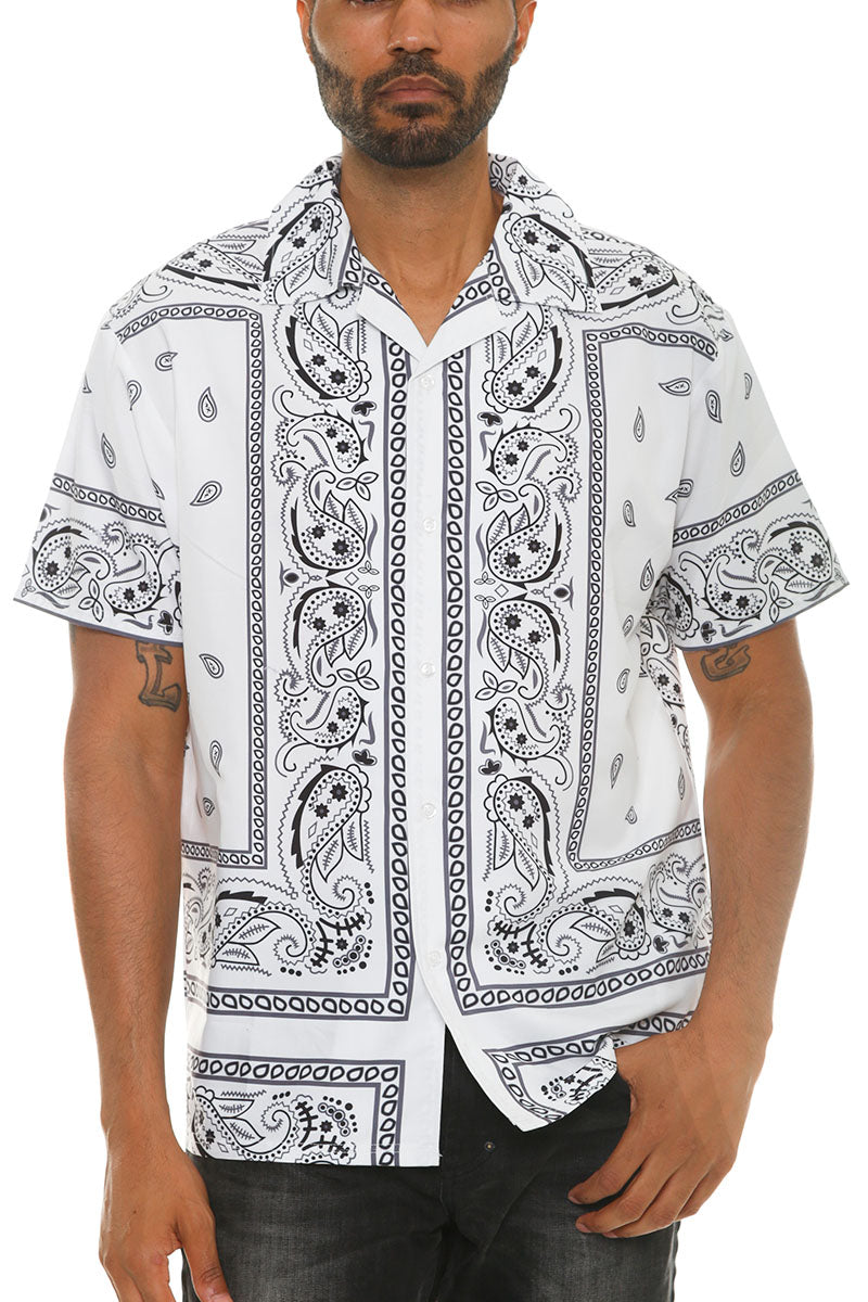 Trill white Black Paisley Shirt