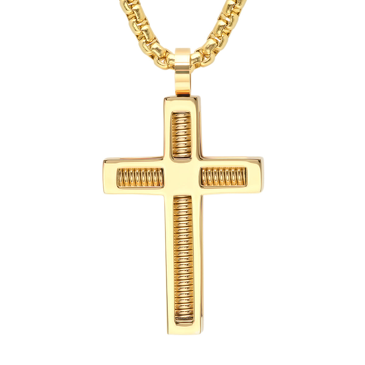 18K Gold Plated Rebar Cross Necklace