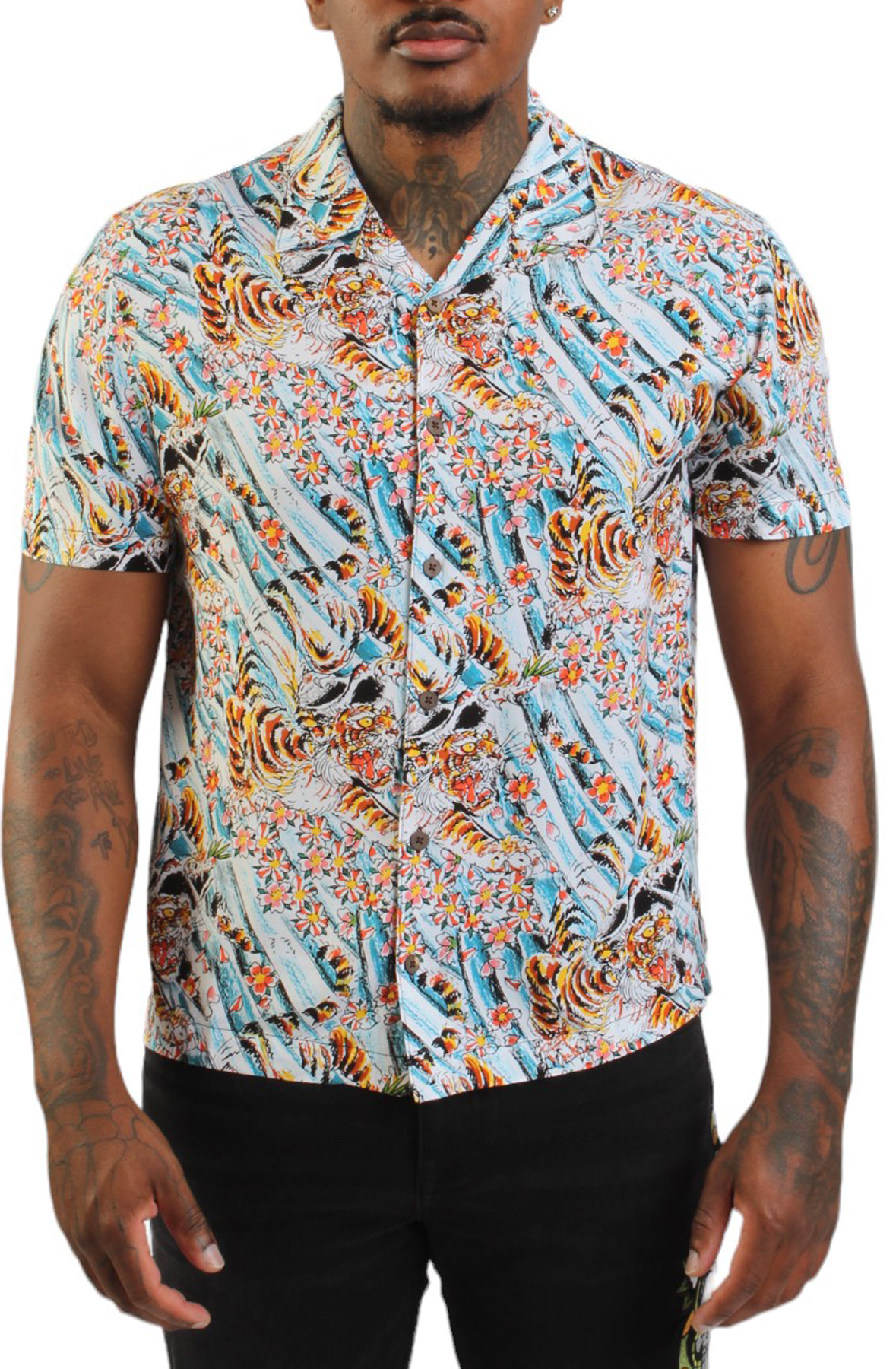 Tiger Floral Camp Shirt