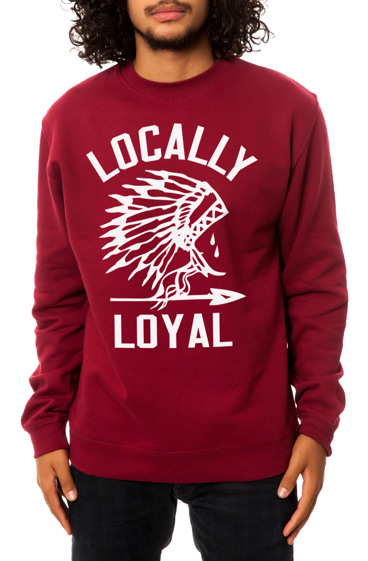 The Locally Loyal Crewneck Sweatshirt in Maroon