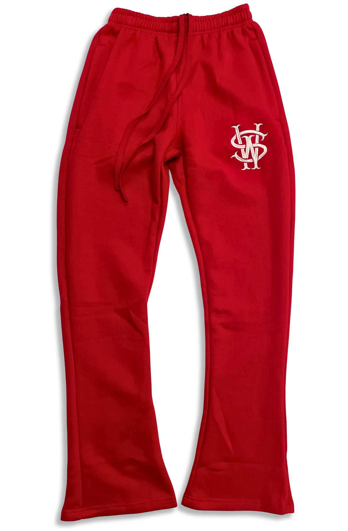 Stay Winning Red Embroidered Flare Sweatpants