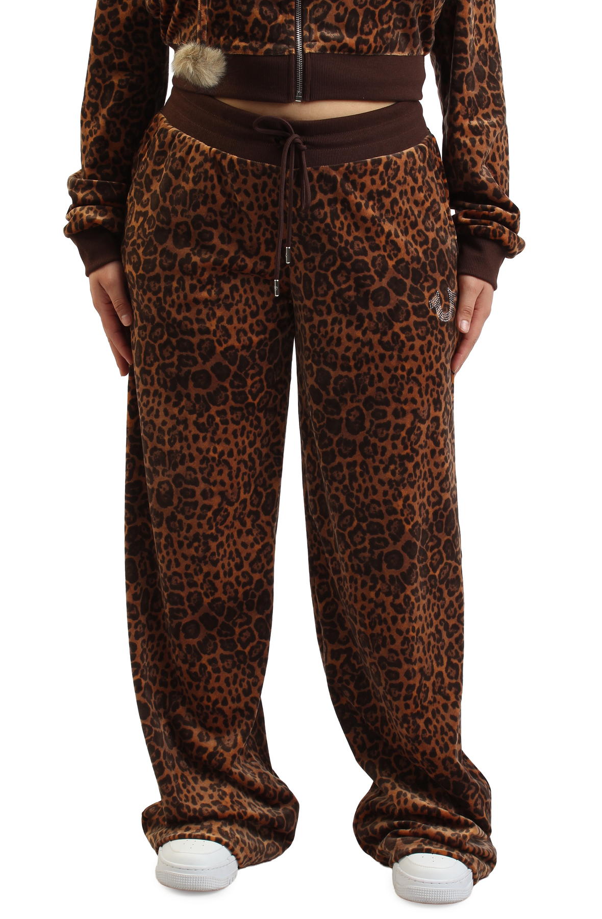 Velour Crystal Horseshoe Straight Leg Sweatpant