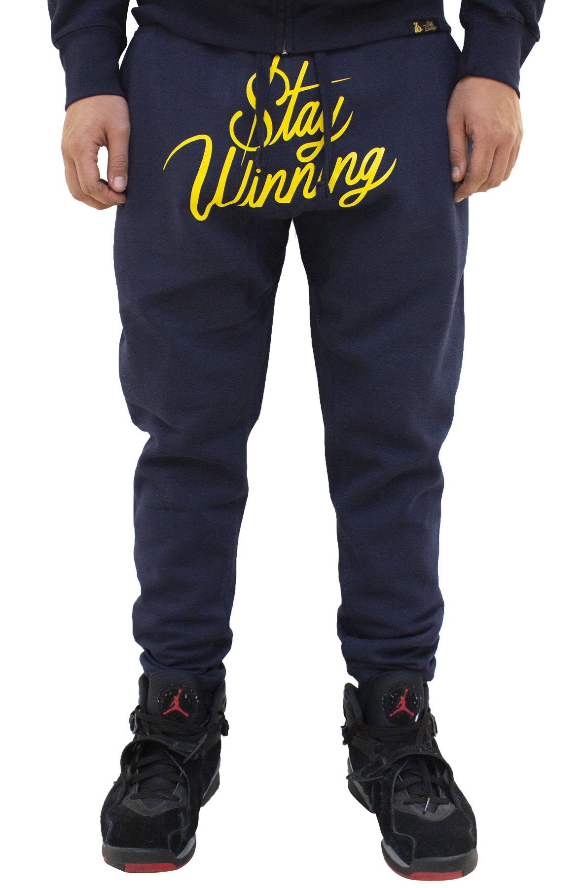 Stay Winning Script Navy/Yellow Joggers