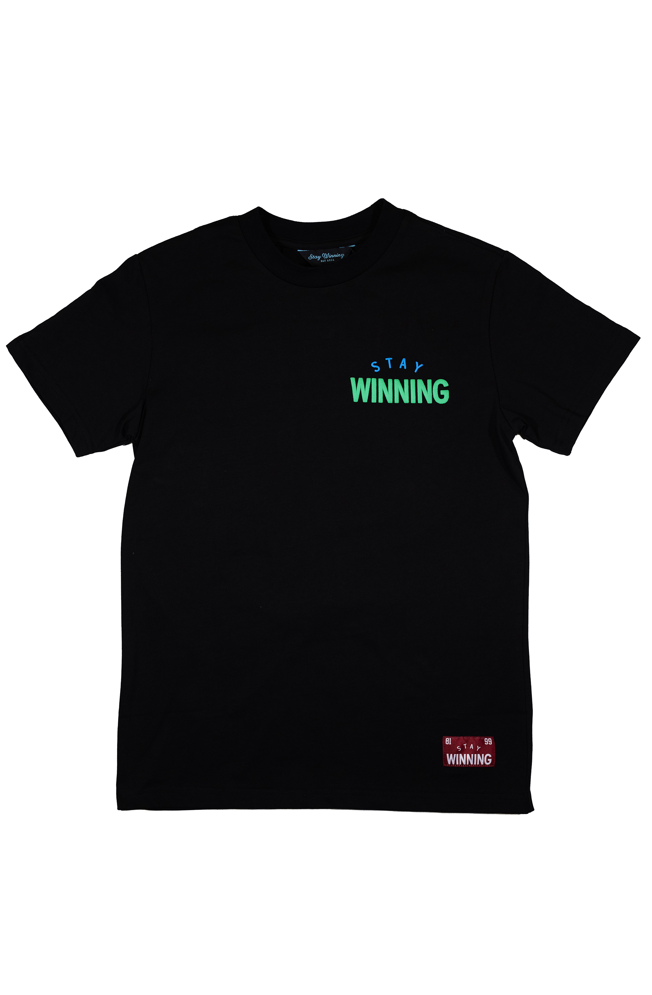 Stay Winning Black/Green/Blue Logo Puff Print Tee