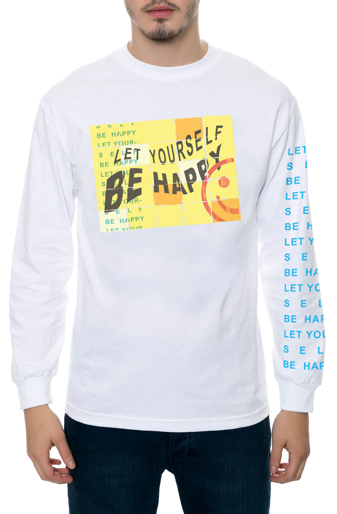 The Let Yourself Be Happy Long Sleeve Tee in White