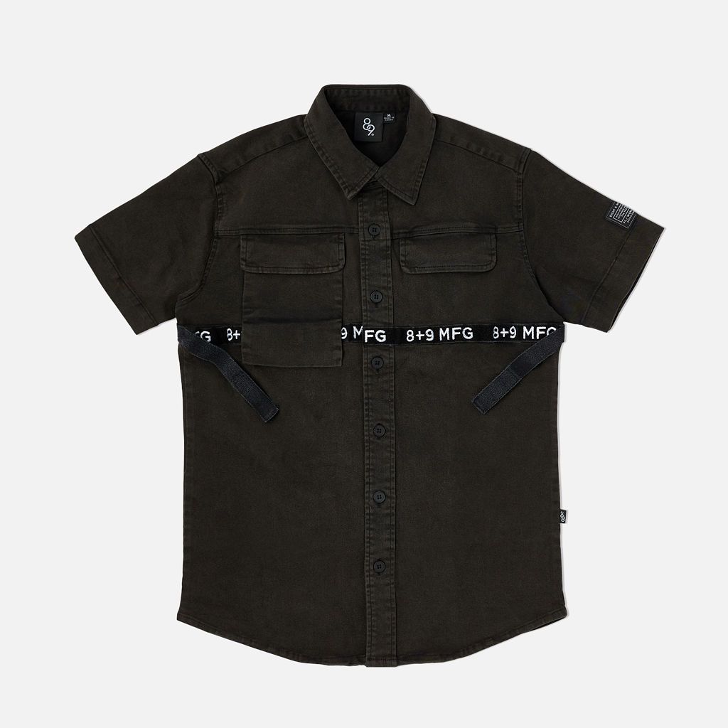 Strapped Up Button Up Shirt Vintage Black