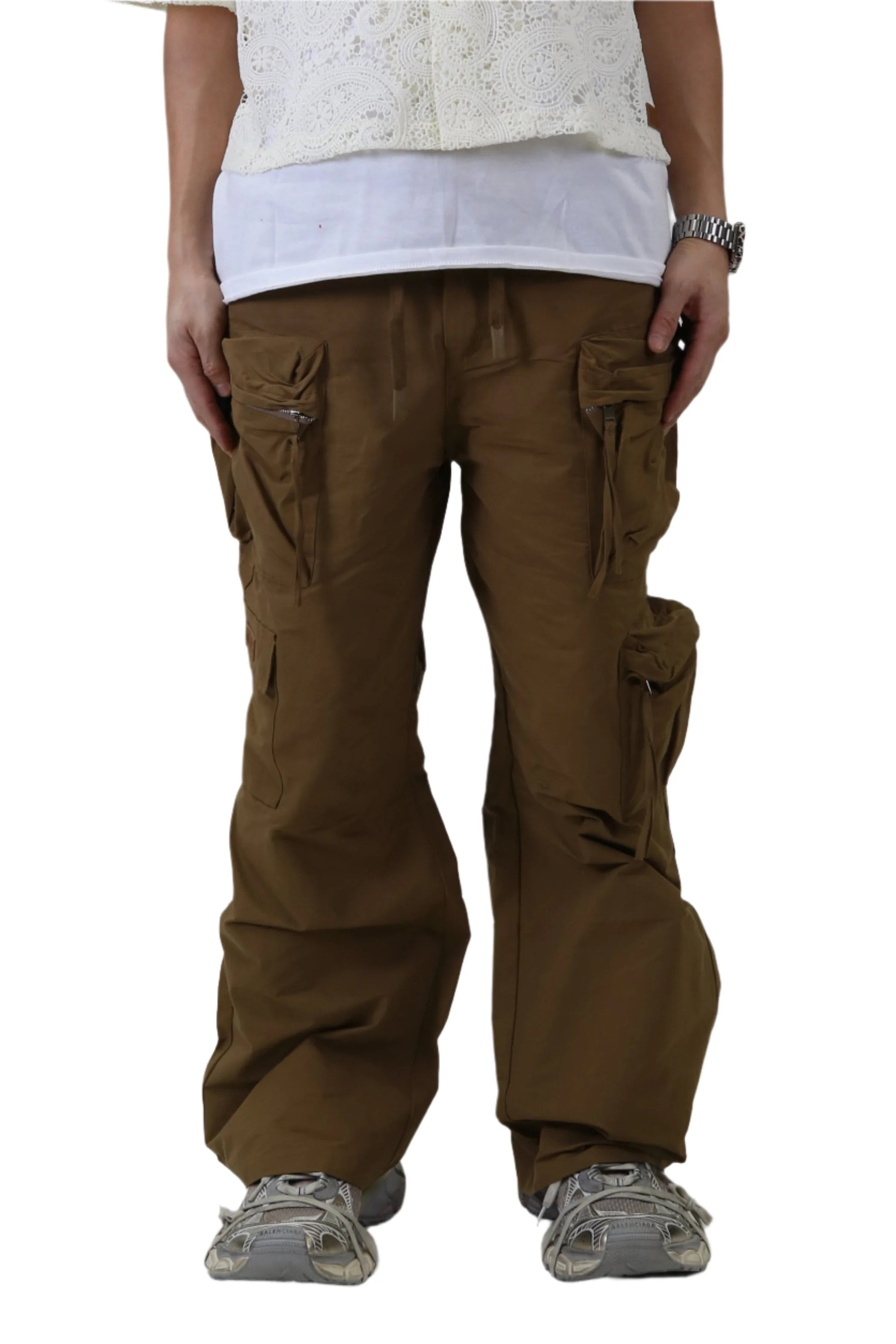 BITA FINE TWILL NYLON BAGGY FIT CARGO PANTS