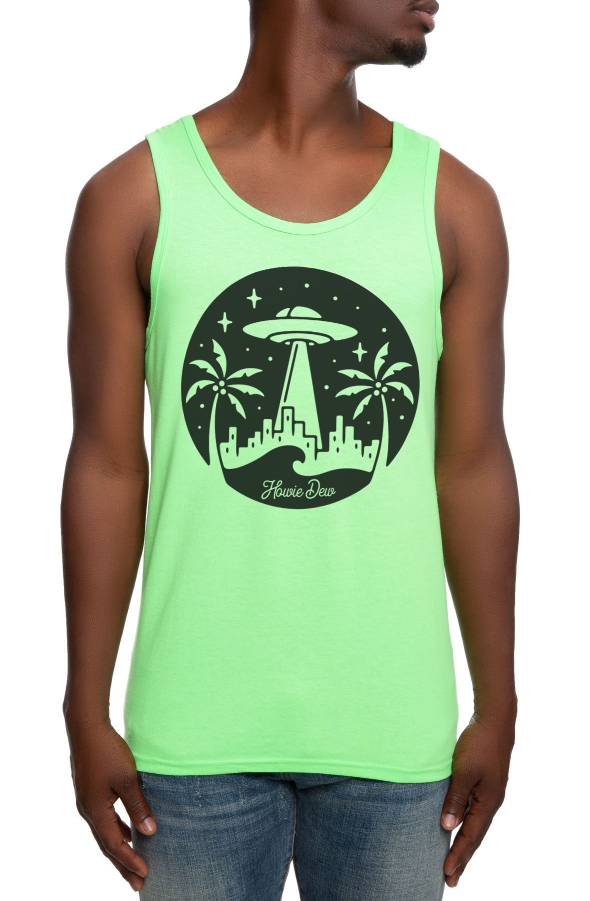 The UFO Logo Tank Top in Neon Green